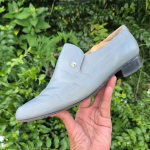 PlayBoy Men's Vintage Gray Genuine Leather Throughout Luxury Loafers (Crested)